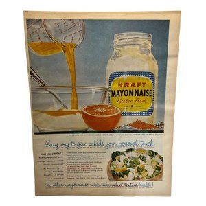 Vintage 1958 Print Ad Kraft Mayonnaise Condiment Food